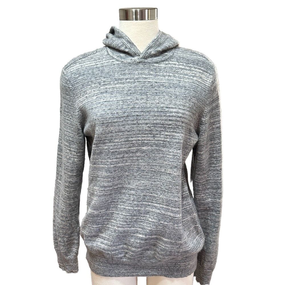 Theory 100% Cashmere Hoodie Sweater Womens XL Gray Quiet Luxury Cozy Old Money